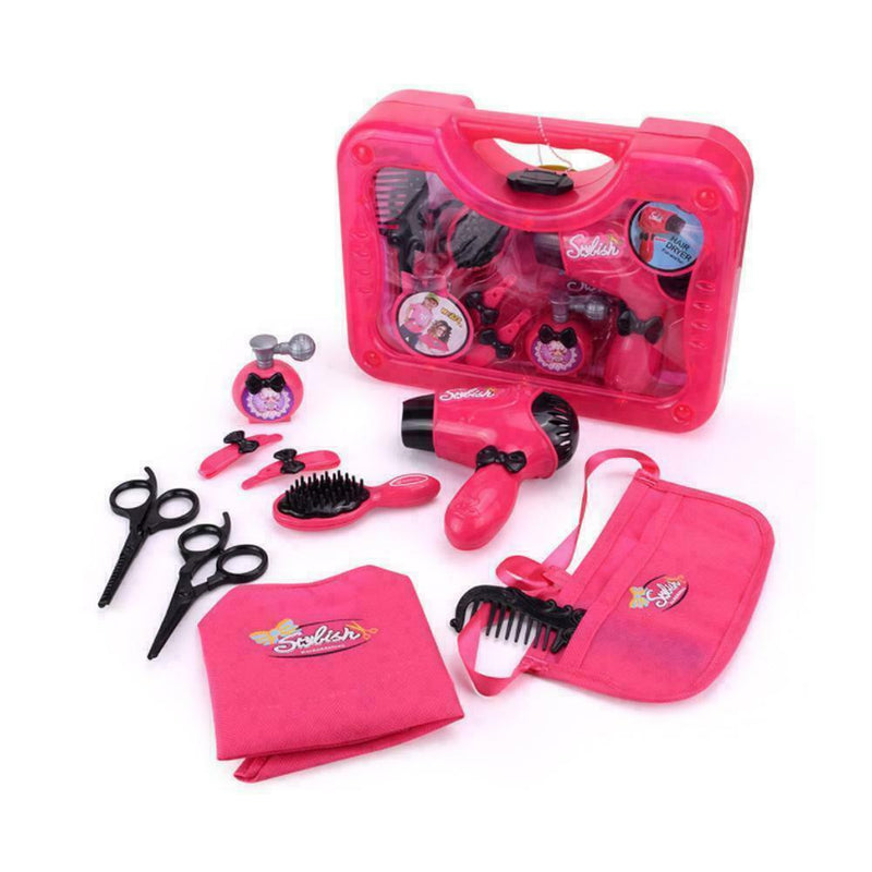Children Hair Salon Kit Girls Pretend Play Hairdressing Simulation Toys Set F4J0