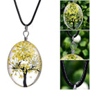 Jewelry Real Dried Flower Necklace Tree Shaped Rope Glass Long Pendant Neck O7X6