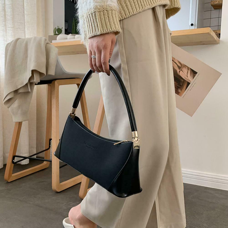 Fashion Women Handbag PU Leather Shoulder Shopping Bag Elegant Tote (Black)
