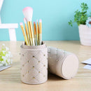 Fashion Leather Makeup Brush Storage Case Empty Holder Organizer (Beige M) A