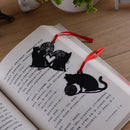 2Pcs Cute Black Cat Metal Hollow Bookmark Holder Paper Marker Stationery SupplMO