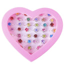 36X Girls Kids Child Diamate Adjustable Rings Crystal Rings Jewelry with Box.
