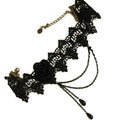 90's Punk Goth Choker Necklace Harajuku Black Lace Flower Charm Chain Neck