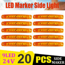 20X 9LED Bus Truck Trailer Side Marker Indicators Lights Red+Amber Waterproof.