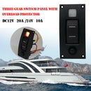 1 Gang Boat Marine Switch Panel ON-OFF-ON Rocker Switch with Circuit Breaker