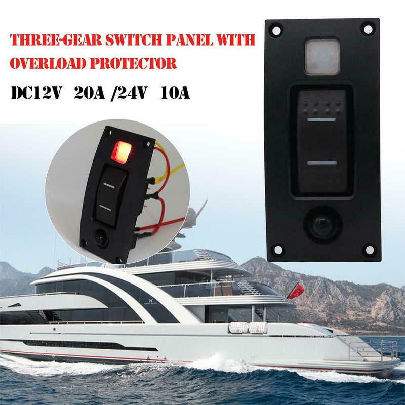 1 Gang Boat Marine Switch Panel ON-OFF-ON Rocker Switch with Circuit Breaker