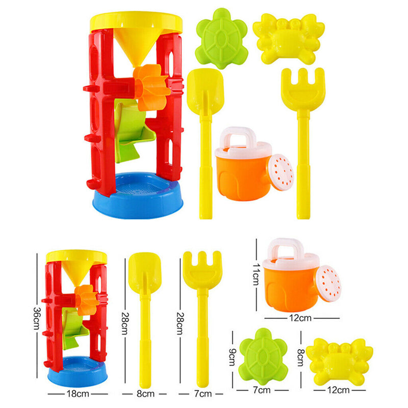 6 Pieces Beach Sand Toys Set - Sandbox Water Wheel Sandglass, Shovel and Animal