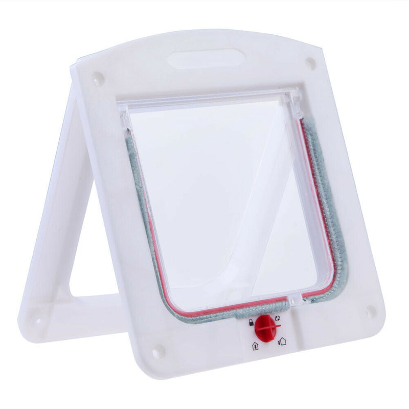 Lockable Cat Flap Door Kitten Dog Pet Lock Suitable for Any Wall White