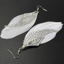 Beauty Fashion Jewelry Alloy Ear Stud White Feather Wing Dangle Earring Lady Pro