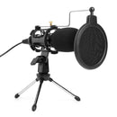 USB Microphone Wired Condenser Microphone Studio Mic with Stand Clip for PC