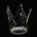2x Crown Shape Glass Candle Holder Tealight Candlestick Tabletop Flower Vase