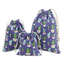 3pcs Fashion folding bundle mouth gift bag Dark blue cactus 61#