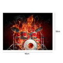 5D DIY Full Drill Diamond Painting Flame Drum Set Cross Stitch Embroidery