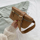 Fashion PU Shoulder Bag Women Pure Fanny Chest Crossbody Pack (Light Brown)