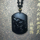 Black Obsidian Carving Wolf Head Obdidian Amulet Pendant Obsidian Necklace Y2I1