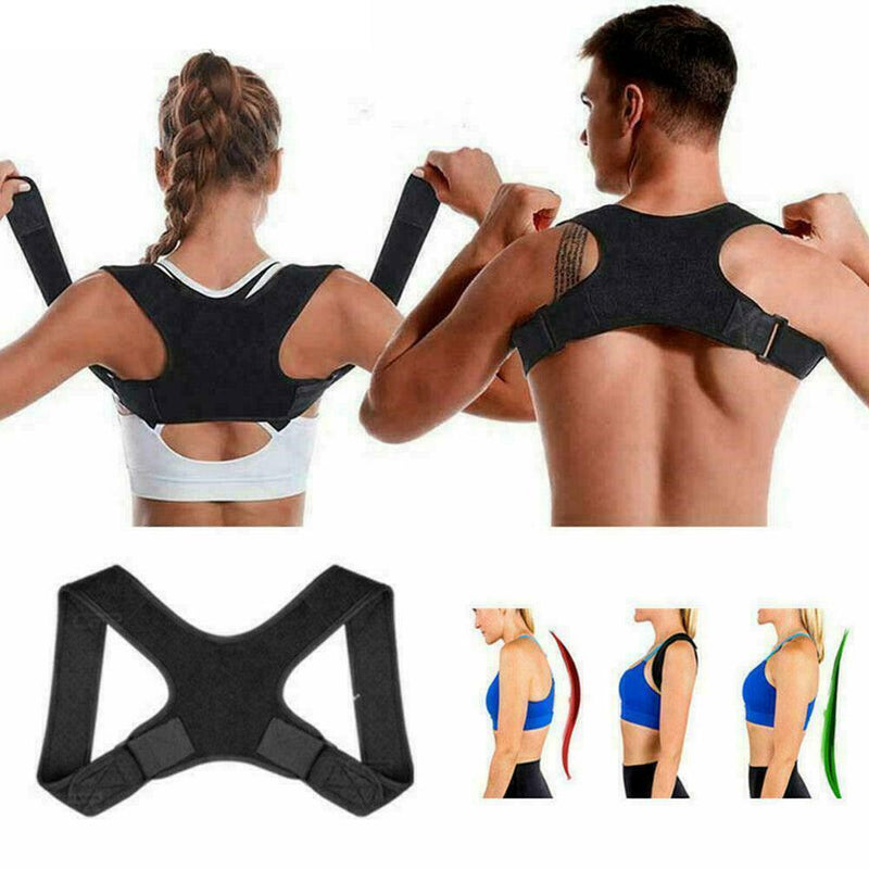 Adjustable Black Posture Corrector Men Support Back Shoulder Belt Brace Pro V0L2