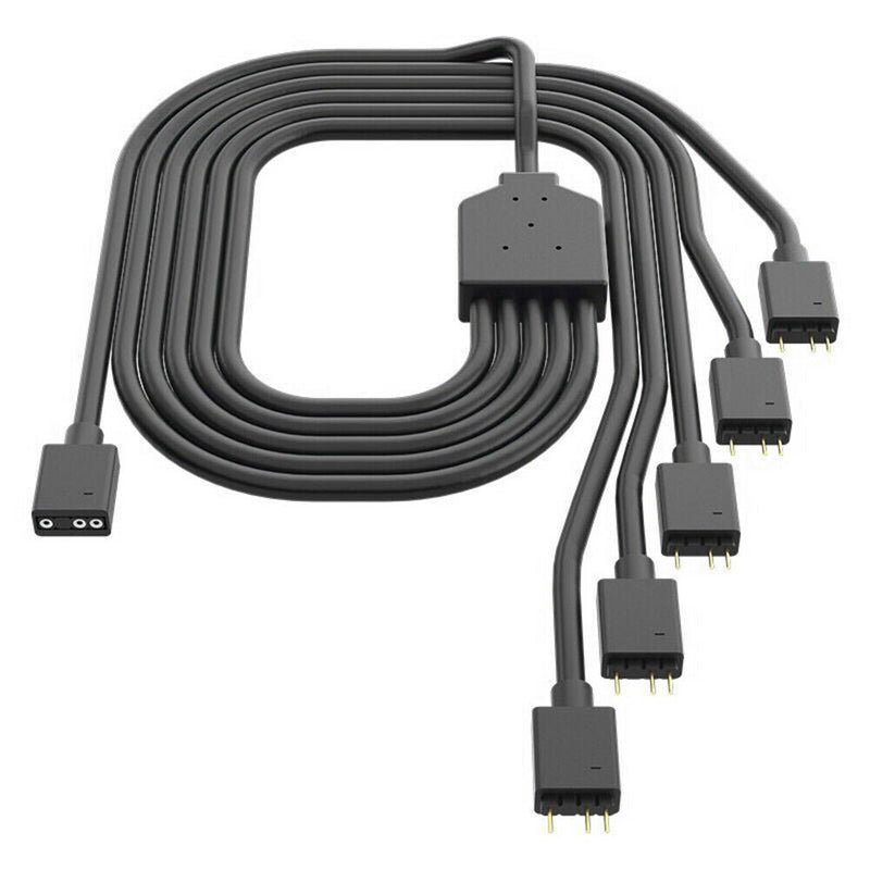 1 to 5 3PIN Addressable RGB Fan Splitter Cable Cord for Chassis PC Case CPU