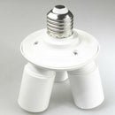 3 E27 Light Bulb Socket to AC Wall Outlet Plug Adapter On/Off Switch White
