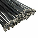 45Pcs Stainless Steel PVC Coated Self Locking Cable Strap Hoops ties Zip ti