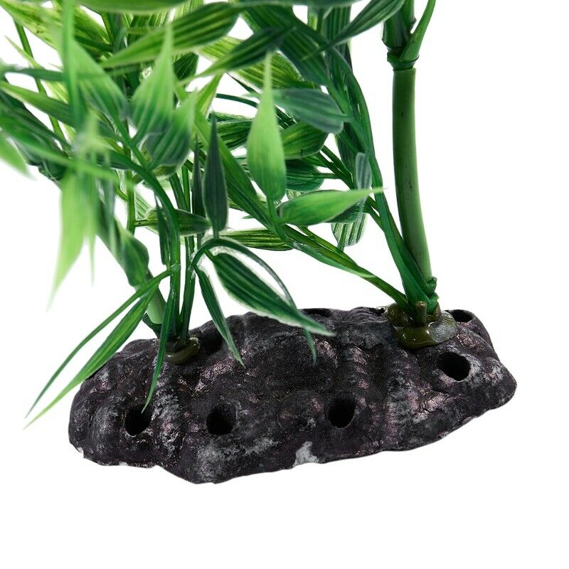 Green Bamboo Leaves Shaped Decorative Artificial Grass for Aquarium Fish Ta T5A5