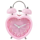 Cute Small Double-Bell Night Light Children Mini Quartz Alarm Clock Heart (