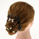 2 Pack Elastic Double Clips Hair Comb  Wooden Beads Stretching