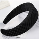 Girls Headband Solid Color Hair Band Headdress Headwear for Women (Black) A