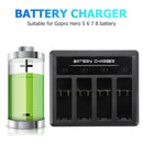 4 Channel Battery Charger with USB Type C Cable for GoPro Hero 8 7 6 5