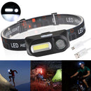 Mini COB LED headlight headlamp flashlight USB rechargeable torch night l %a