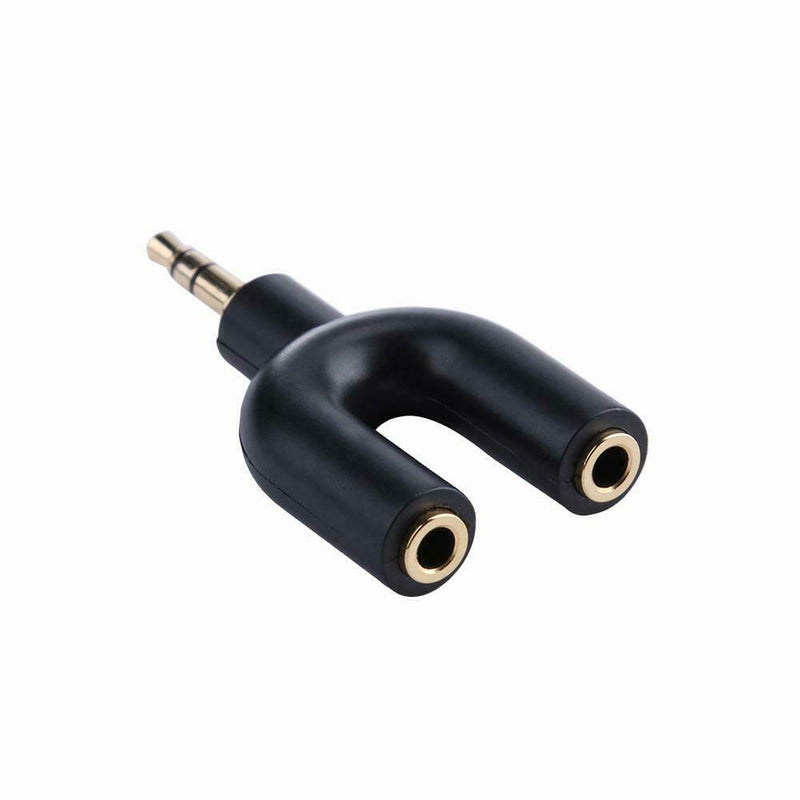 3.5mm Extension Earphone Audio Splitter 1 Male to 2 Female Adapter (Black)