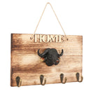 Kitchen Wall Hook Home Bedroom Bull Head Key Storage Retro Wooden Rope Hanging