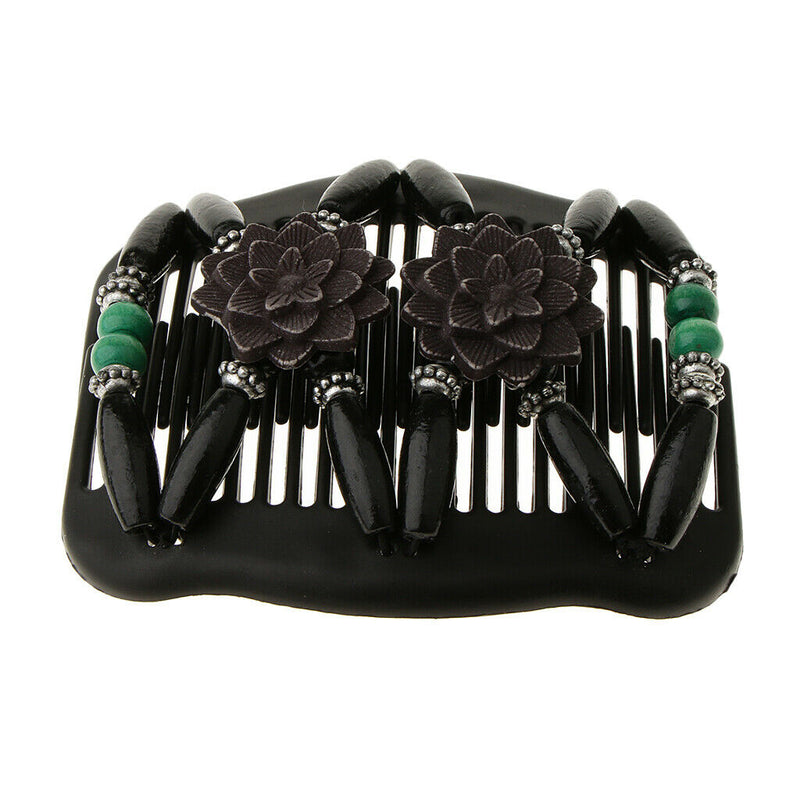 4pack Ladies Magic Wooden Beads Double Slide Hair Combs Clips Hair Accessory