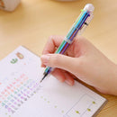 4x 6 in 1 Multicolor Rainbow Ballpoint BallPoint Pen Students Office Smooth Tool