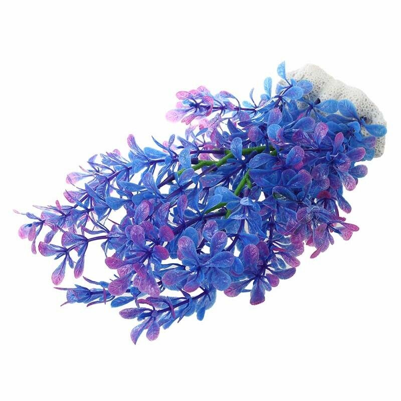 Artificial Plastic Water Plant Purple-blue Deco of Aquarium P3N1