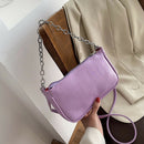 Women Stone Pattern Shoulder Bags PU Leather Chain Purse Handbag (Purple)