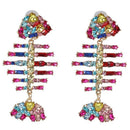 Fish Bird Earrings for Women Crystal Large Drop Earrings Boho Fringed Tasse