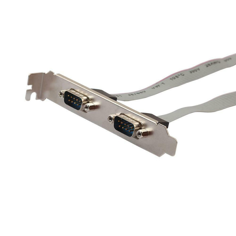2-Port Serial RS232 DB9 Male COM Port to IDC 10pin Cable w/ Bracket