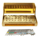 30x Dental Diamond Burs Drill +Disinfection Bur Block High Speed Handpieces Q9A9