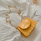 Pure Color Leather Mini Shoulder Bags Women Chain Messenger Bags (Yellow)