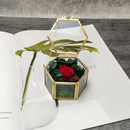 Hexagon Transparent Glass Ring Box Wedding Ring Box Geometric Clear Glass J Q4C8