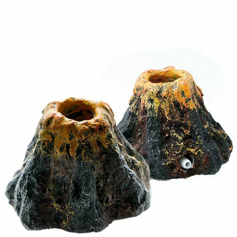 Aquarium Volcano Shape & Air Bubble Stone Oxygen Pump Fish Decor- Tank G7P9