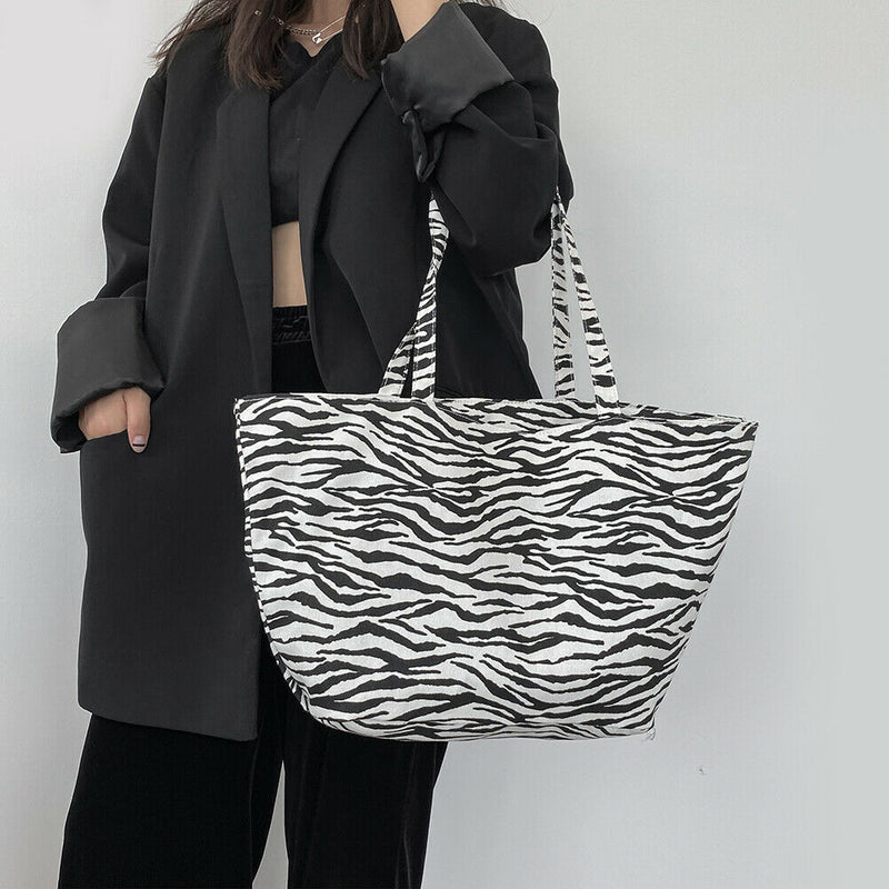 Zebra Animal Pattern Handbags Women Large Capacity Portable Totes Lady Shoulder