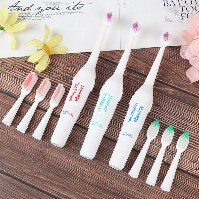 1 Set Electric Toothbrush With 2 Brush Heads Battery Operated Teeth Bru3C