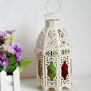 European Metal Moroccan Candle Holder Votive Candlestick Home Decor White A