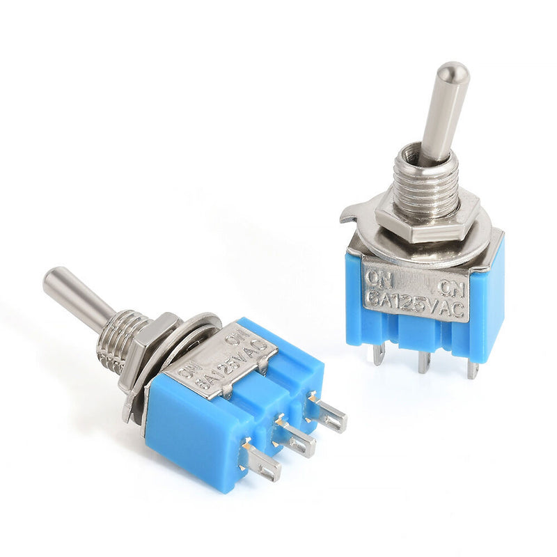 High Quality 5 Pcs AC 6A/125V ON/OFF SPDT Mini 2 Position Latching Toggle Switch