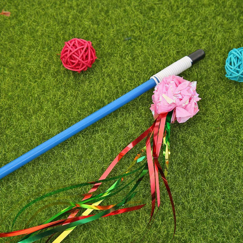 Funny Ring Paper Ball Cat Stick Teaser Wand Cats Interactive Toys (Pink)