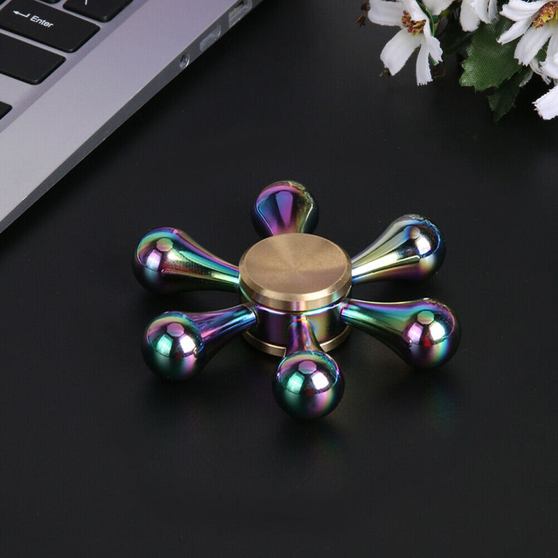R188 +10 Steel Beads Dazzle Waterdrop fingertips Gyro Alloy Spinning Top