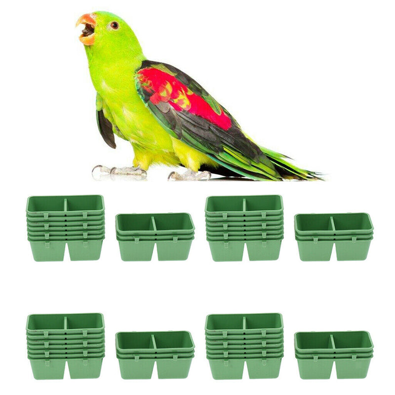 40Pcs Bird Parrot Food Feeding Bowl Cage Plastic Hanging Bird Feeder