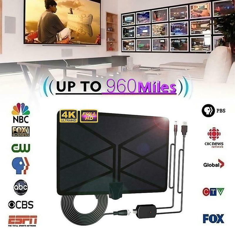 960 Miles TV Aerial Indoor Amplified Digital HDTV Antenna 4K HD Freeview TV H