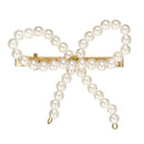 Korean Girls Pearls Bowknot Fringe Barrette Women Bang Ponytail Hair Clips